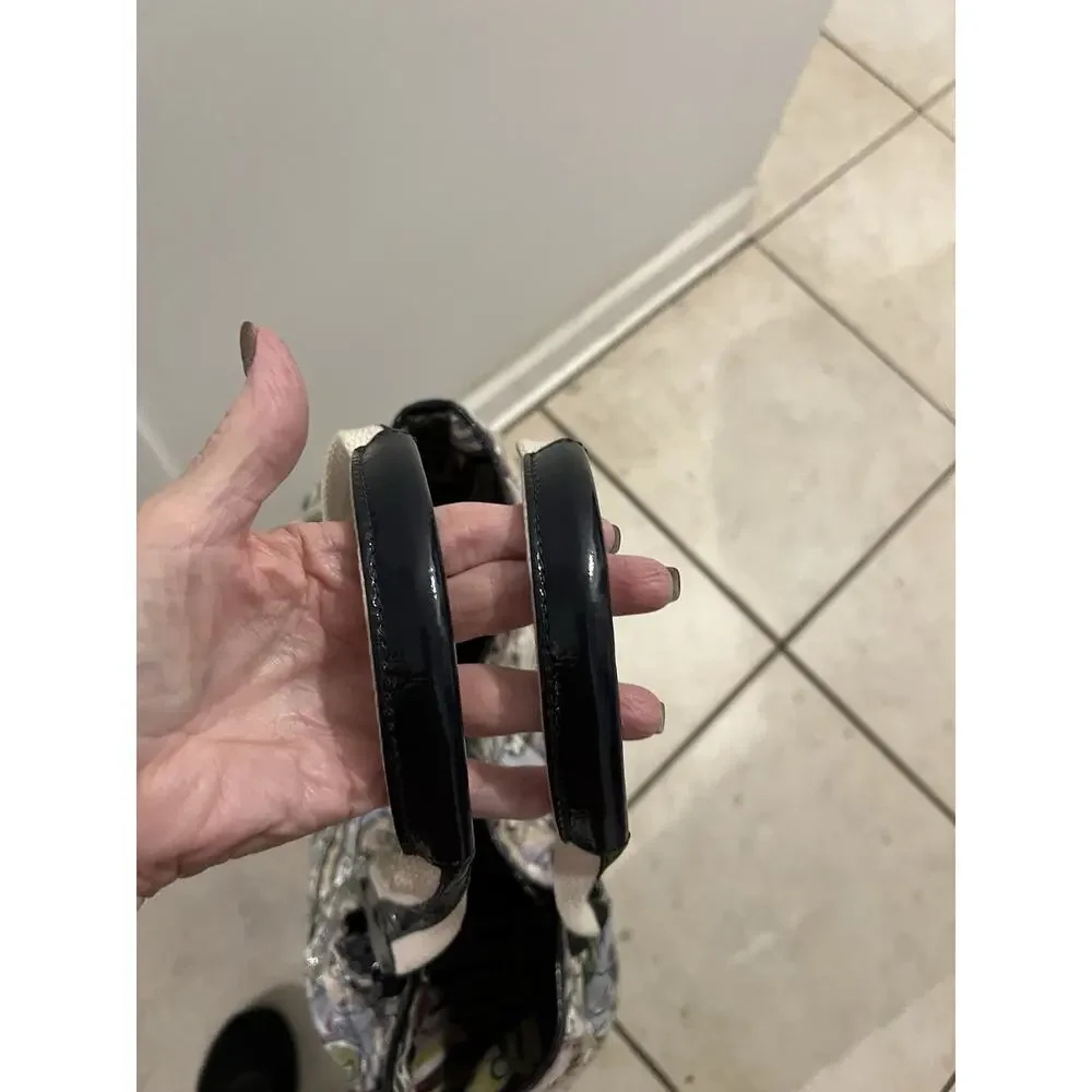 Brighton Blue Purple Floral Paisley Quilted Vinyl Covered Tote Bag 17x10x6 - Picture 7 of 16